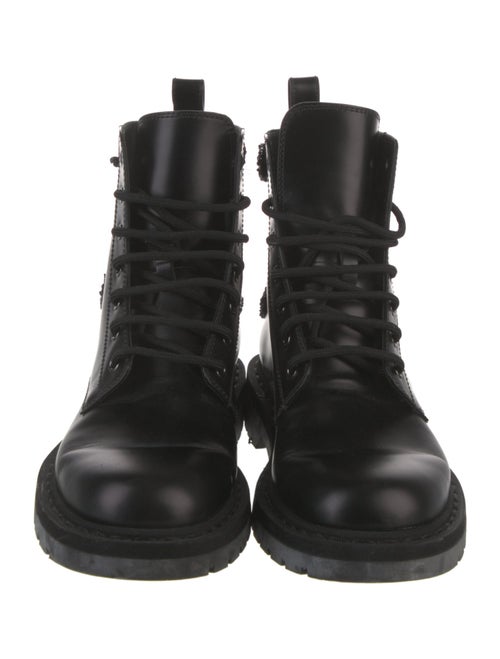 Valentino Leather Crystal Embellishments Combat Boots