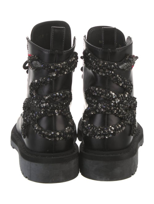 Valentino Leather Crystal Embellishments Combat Boots
