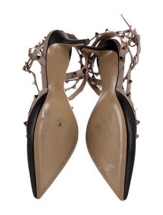 Valentino Rockstud Accents Leather T-Strap Pumps