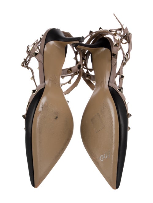 Valentino Rockstud Accents Leather T-Strap Pumps