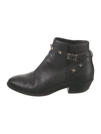 Valentino Rockstud Accents Leather Moto Boots