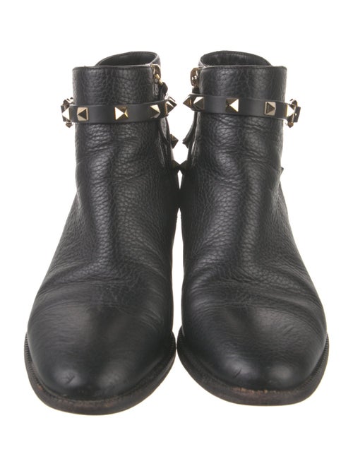 Valentino Rockstud Accents Leather Moto Boots