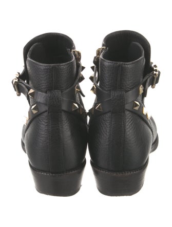Valentino Rockstud Accents Leather Moto Boots