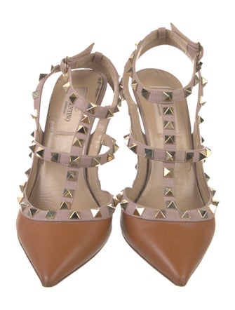Valentino Rockstud Accents Leather T-Strap Pumps