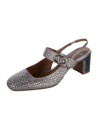 Valentino Crystal Crystal Embellishments Slingback Pumps