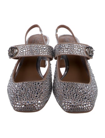 Valentino Crystal Crystal Embellishments Slingback Pumps