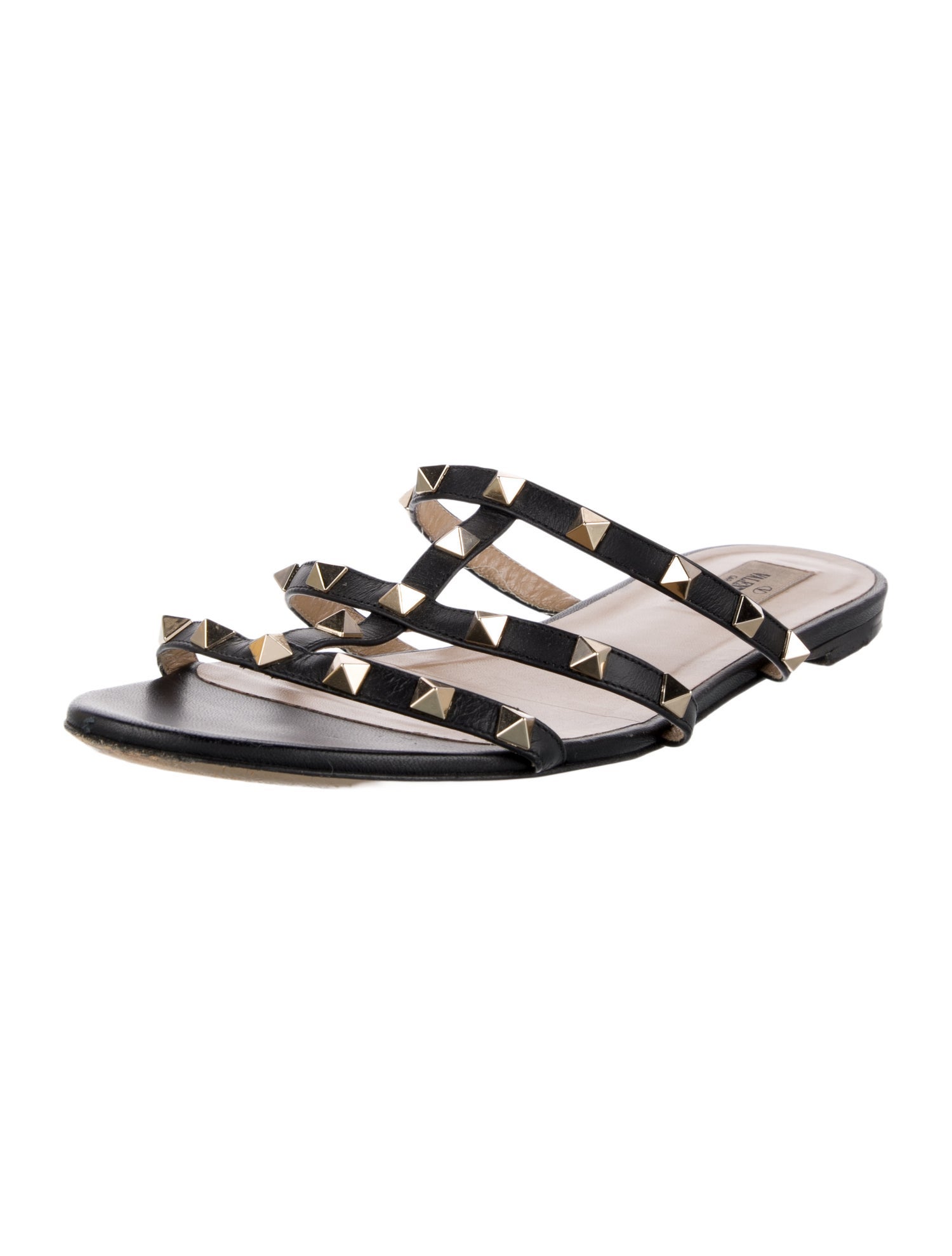 Valentino Rockstud Accents Leather Slides