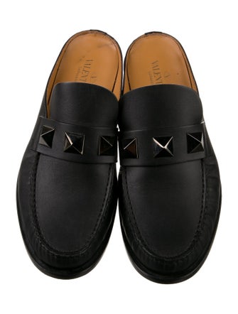 Valentino Rockstud Accents Leather Loafers