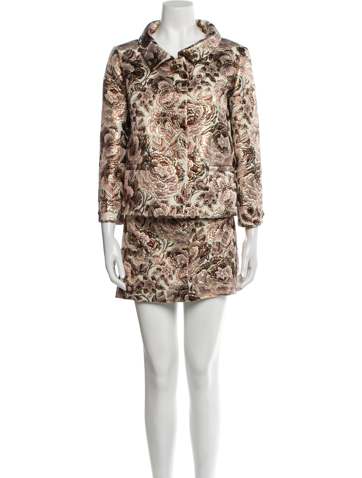 Valentino Floral Print Skirt Suit