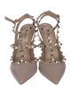 Valentino Rockstud Accents Leather T-Strap Pumps