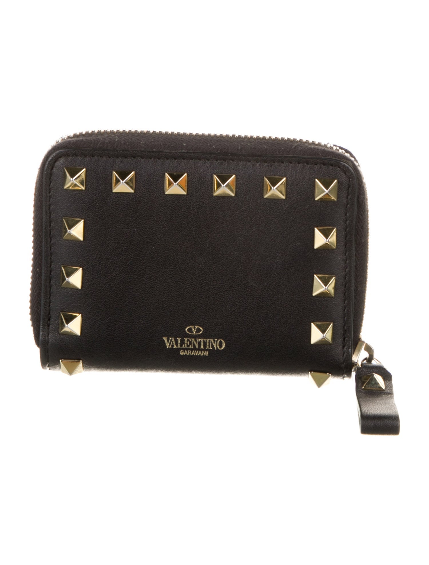 Valentino Rockstud Accents Leather Compact Wallet