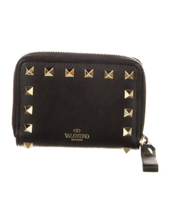 Valentino Rockstud Accents Leather Compact Wallet