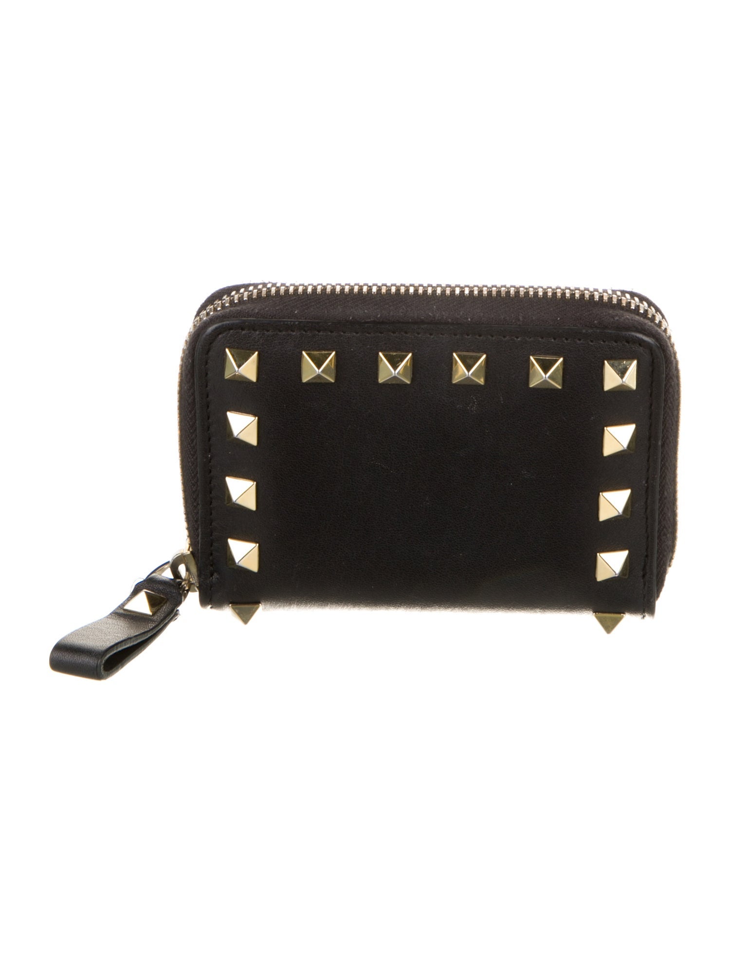 Valentino Rockstud Accents Leather Compact Wallet