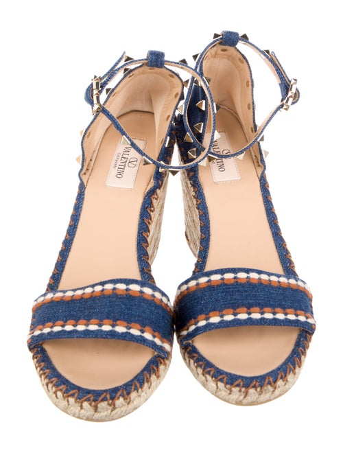 Valentino Rockstud Accents Denim Espadrilles
