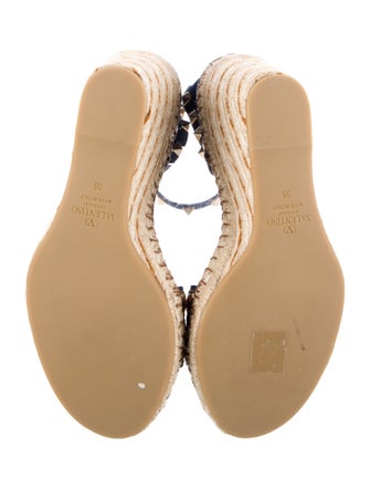 Valentino Rockstud Accents Denim Espadrilles