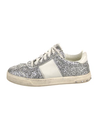 Valentino Rockstud Accents Glitter Sneakers