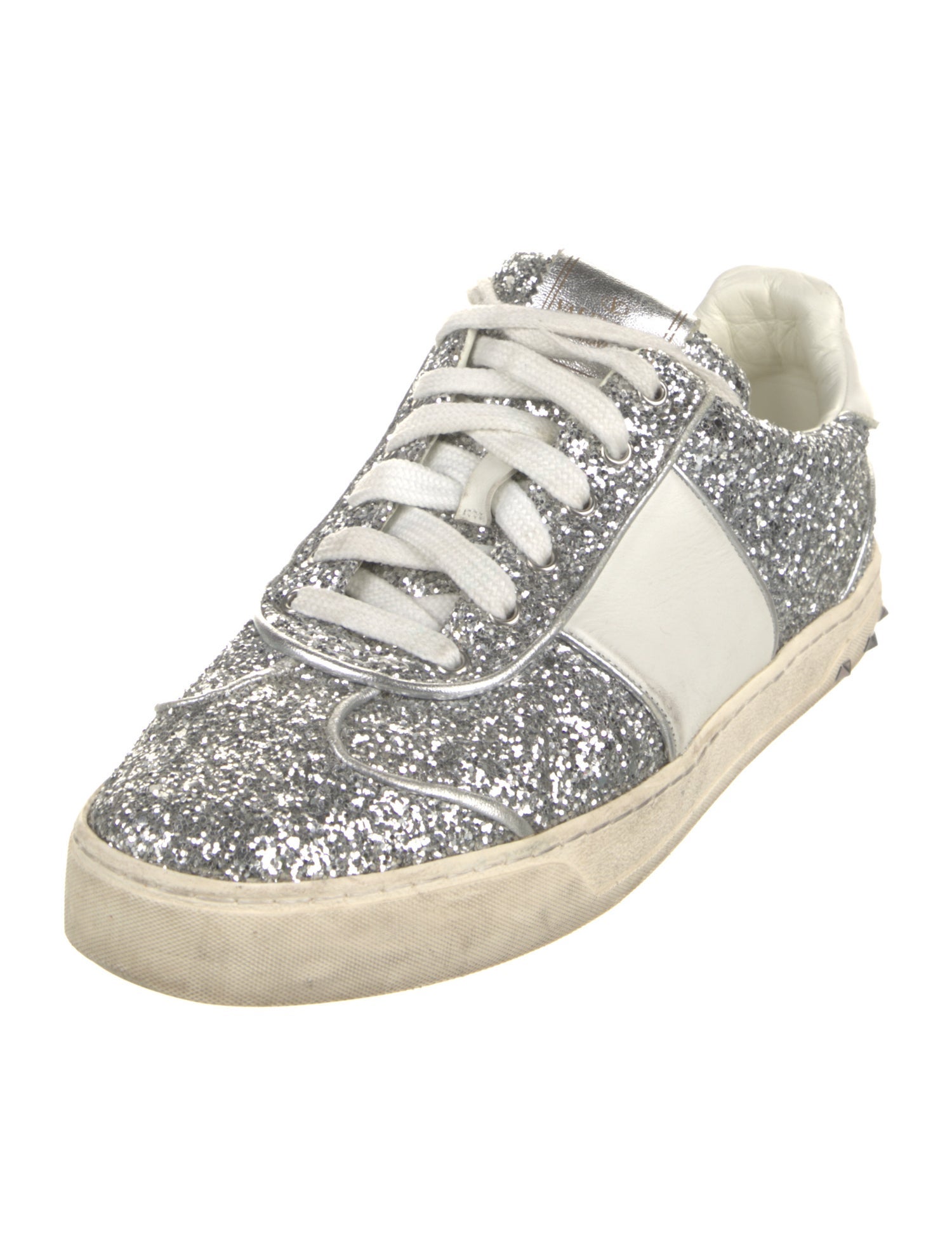 Valentino Rockstud Accents Glitter Sneakers