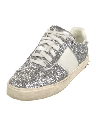 Valentino Rockstud Accents Glitter Sneakers