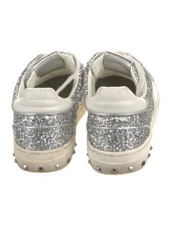 Valentino Rockstud Accents Glitter Sneakers