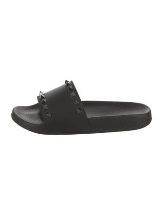 Valentino Rockstud Accents Rubber Slides