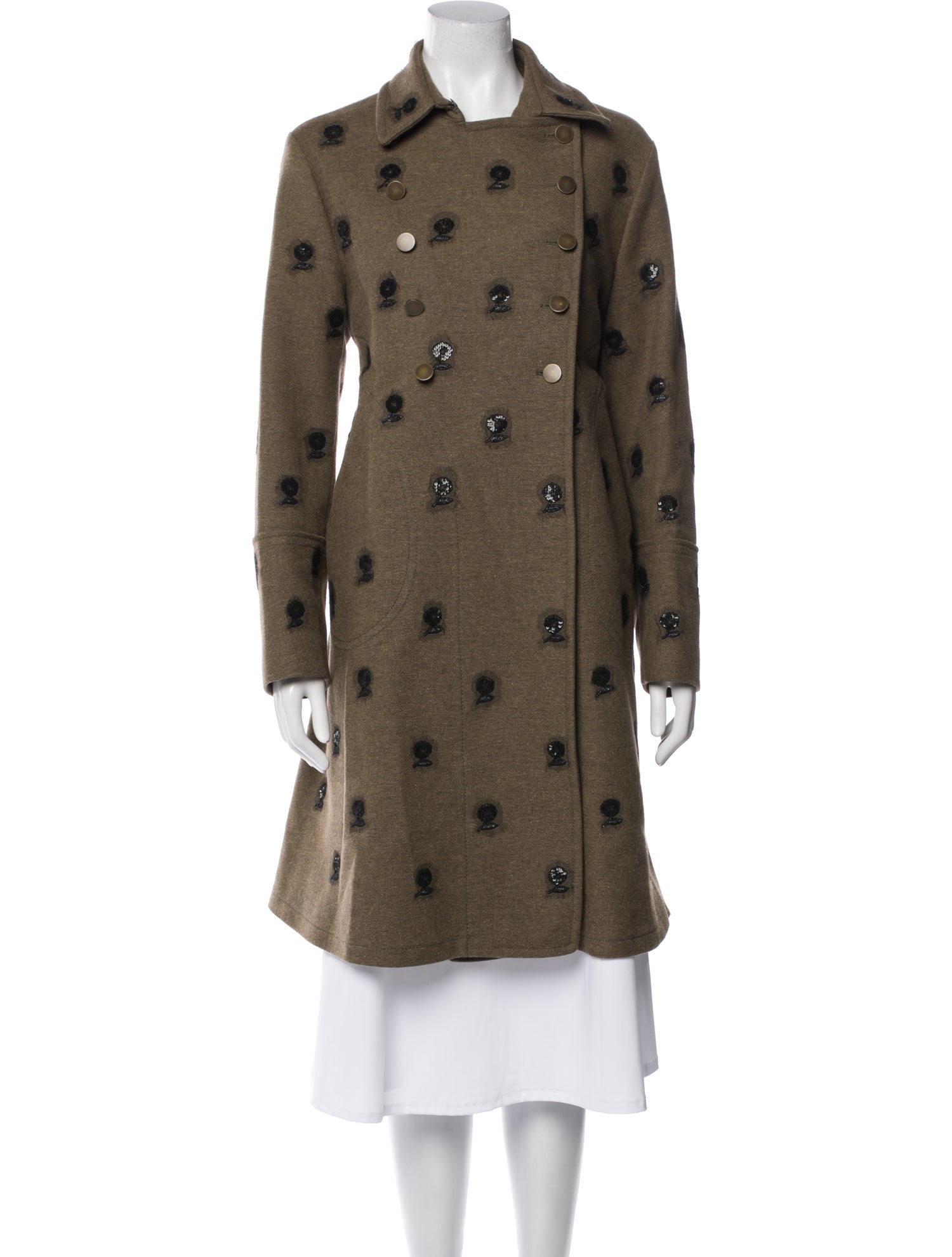 Valentino Wool Polka Dot Print Peacoat