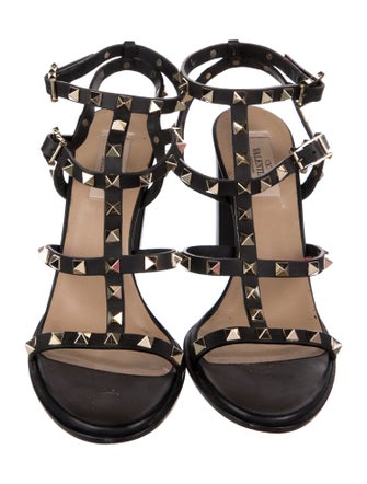 Valentino Rockstud Accents Leather Gladiator Sandals