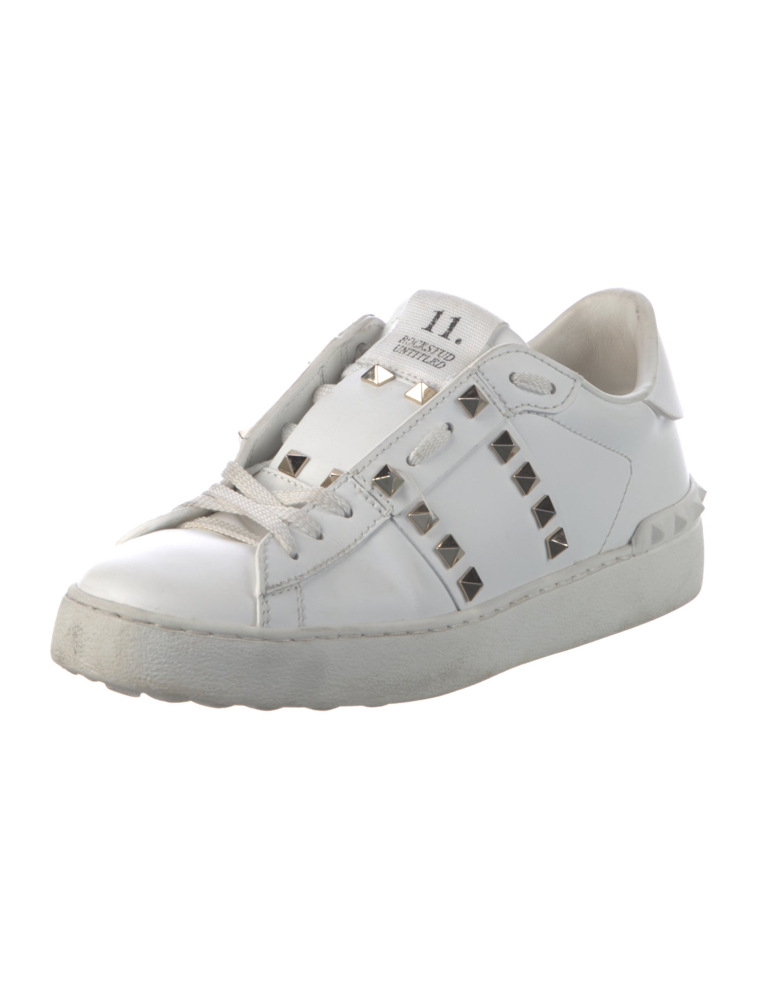 Valentino Rockstud Accents Leather Sneakers