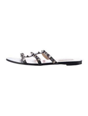 Valentino Rockstud Accents Leather Slides
