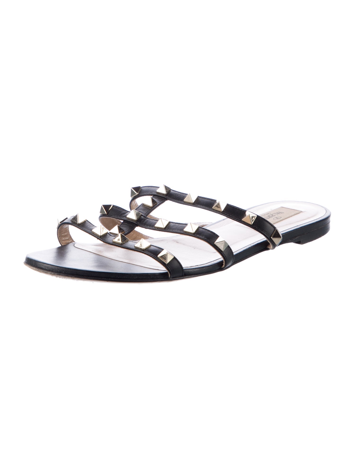 Valentino Rockstud Accents Leather Slides