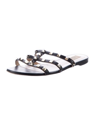 Valentino Rockstud Accents Leather Slides