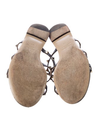 Valentino Rockstud Accents Leather Slides