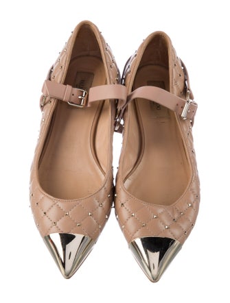 Valentino Rockstud Accents Leather Mary Jane Flats