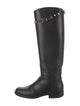 Valentino Rockstud Accents Leather Riding Boots