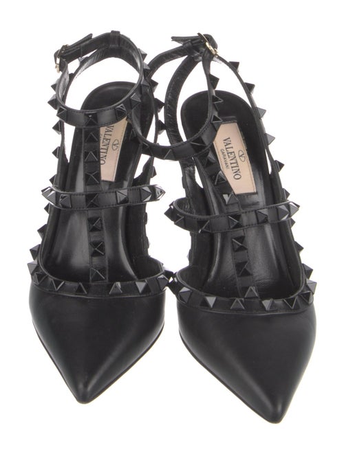 Valentino Rockstud Accents Leather T-Strap Pumps