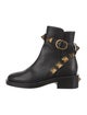 Valentino Leather Studded Accents Moto Boots