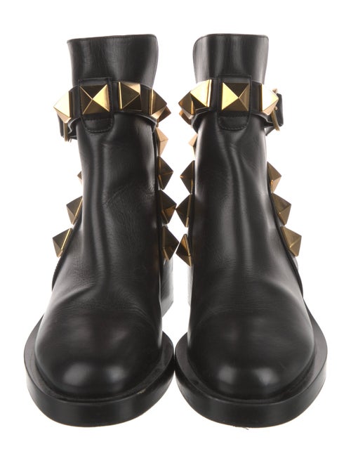 Valentino Leather Studded Accents Moto Boots