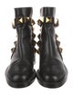 Valentino Leather Studded Accents Moto Boots