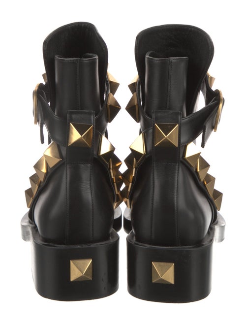 Valentino Leather Studded Accents Moto Boots