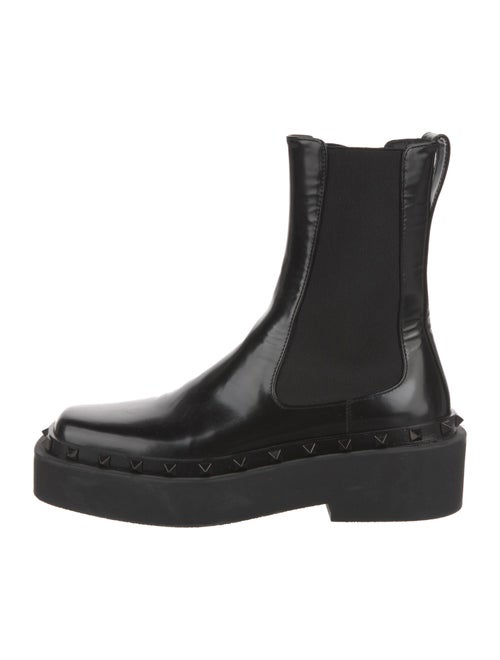 Valentino Rockstud Accents Patent Leather Chelsea Boots