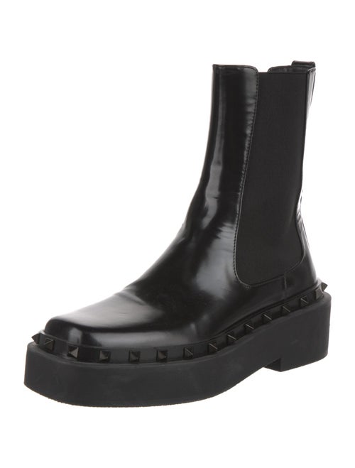 Valentino Rockstud Accents Patent Leather Chelsea Boots