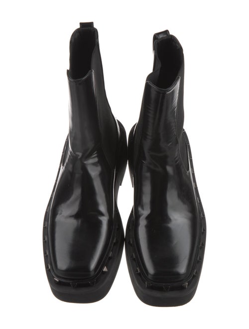 Valentino Rockstud Accents Patent Leather Chelsea Boots