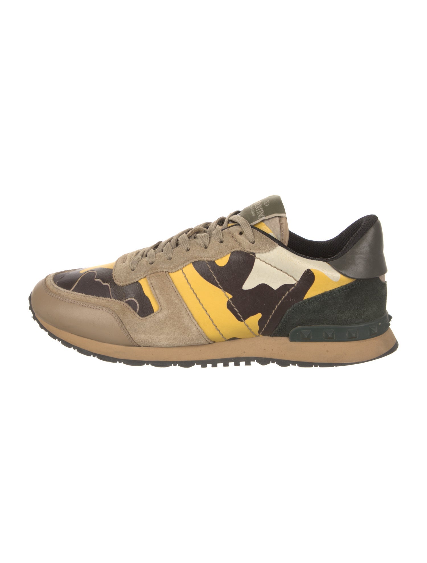 Valentino Rockstud Accents Leather Sneakers