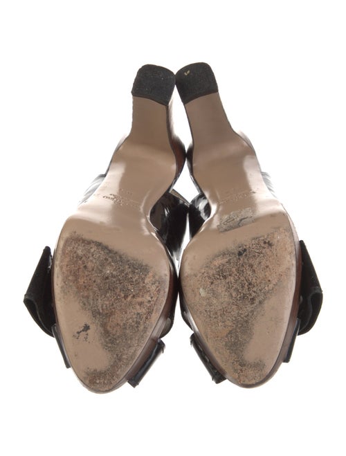 Valentino Patent Leather Bow Accents Slingback Sandals