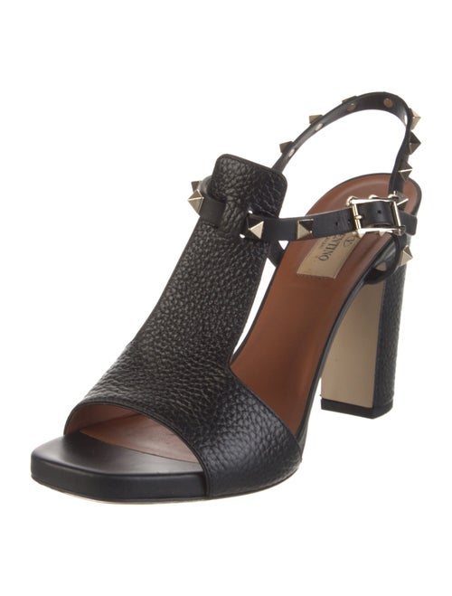 Valentino Rockstud Accents Leather Slingback Sandals