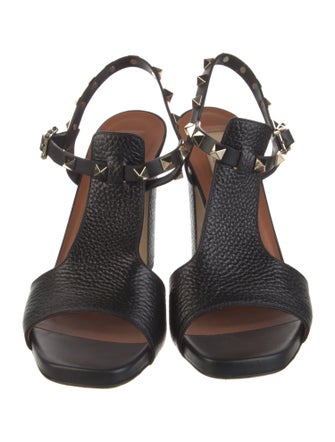 Valentino Rockstud Accents Leather Slingback Sandals