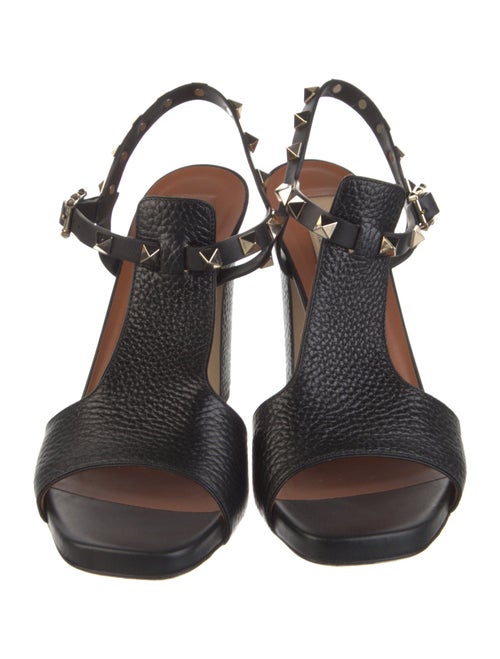 Valentino Rockstud Accents Leather Slingback Sandals