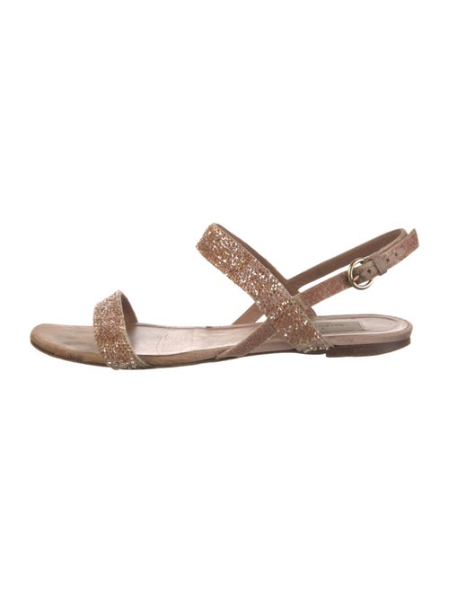 Valentino Leather Crystal Embellishments Slingback Sandals