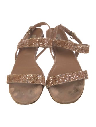 Valentino Leather Crystal Embellishments Slingback Sandals