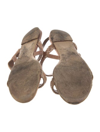 Valentino Leather Crystal Embellishments Slingback Sandals