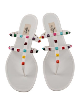 Valentino Rockstud Accents Rubber Slides